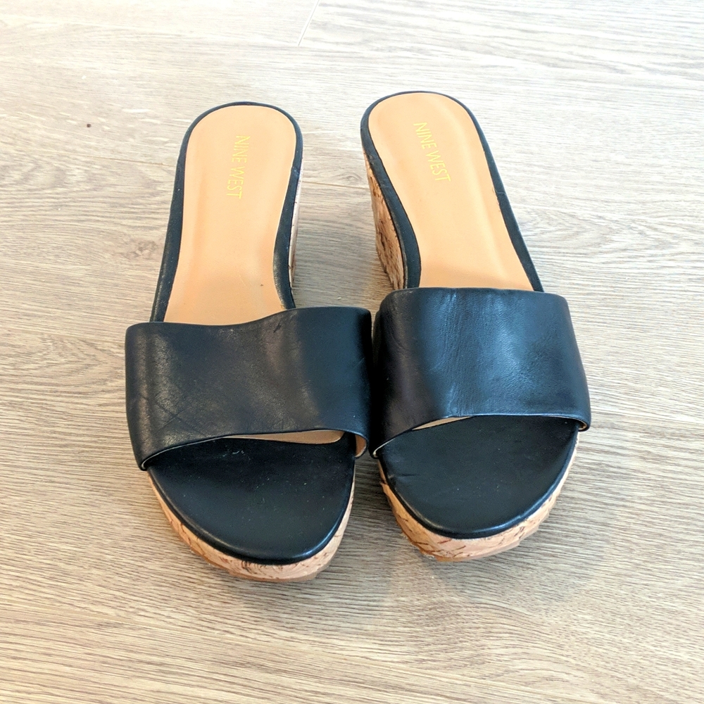 Nine West Black Platform Sandals